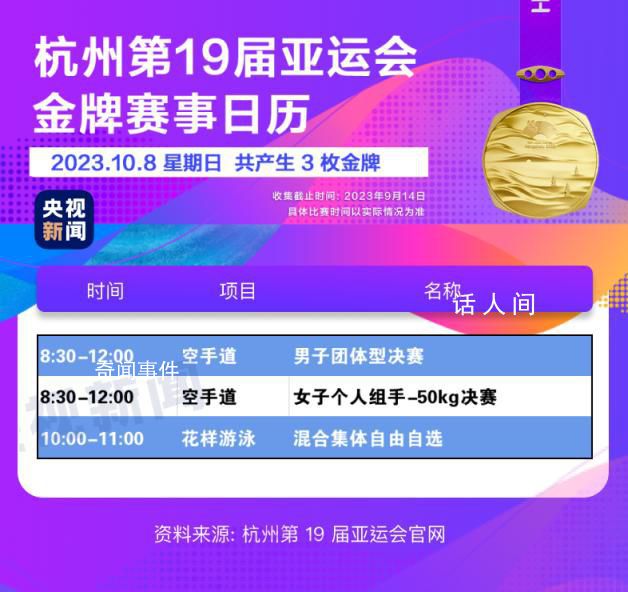杭州亞運(yùn)會(huì)金牌觀賽日歷 快收藏!