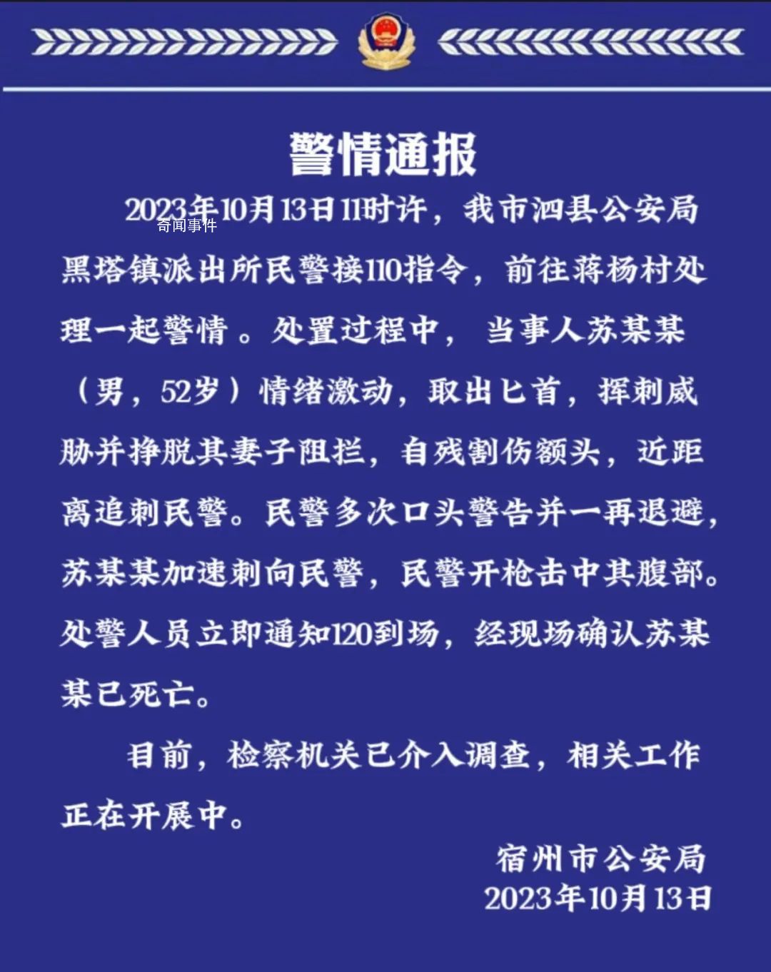 男子持刀追刺民警 警告無(wú)果后被擊斃