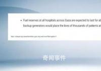 加沙醫(yī)院燃料儲備僅夠支撐24小時 備用發(fā)電機無法使用
