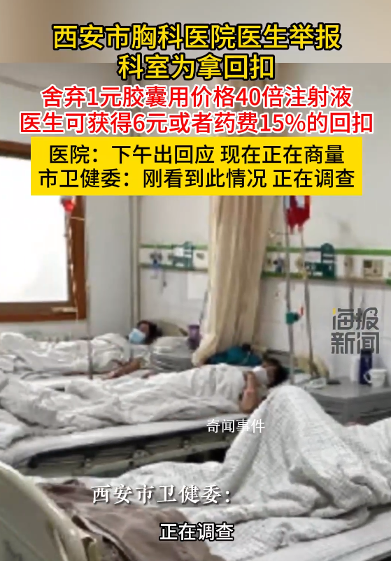 醫生曝科室拿回扣用價格40倍注射液 正在調查中